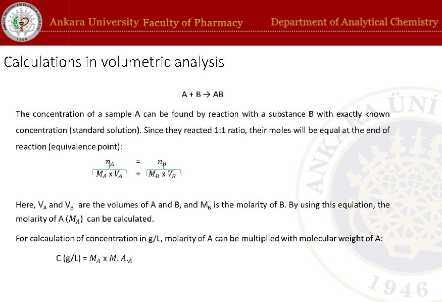 Calculations in volumetric analysis • 