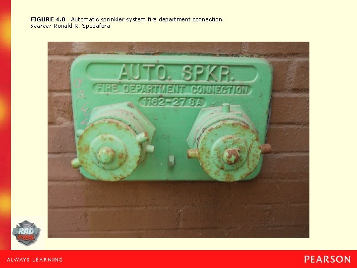 FIGURE 4. 8 Automatic sprinkler system fire department connection. Source: Ronald R. Spadafora 