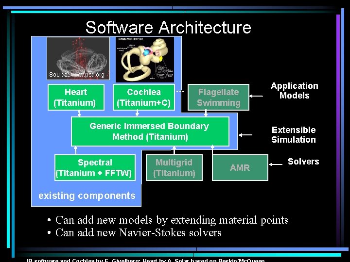 Software Architecture Source: www. psc. org Heart (Titanium) Cochlea (Titanium+C) … Flagellate Swimming Generic