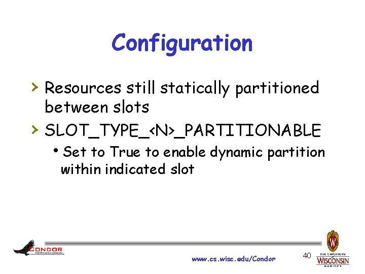 Configuration › Resources still statically partitioned › between slots SLOT_TYPE_<N>_PARTITIONABLE h. Set to True