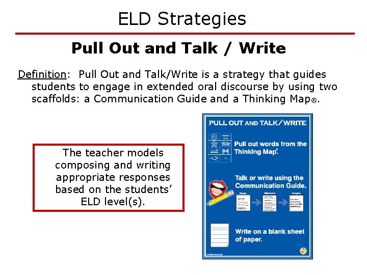 ELD Strategies Pull Out and Talk / Write Definition: Pull Out and Talk/Write is ELD Strategies Pull Out and Talk / Write Definition: Pull Out and Talk/Write is