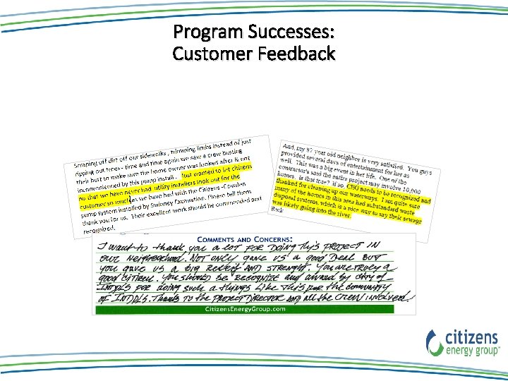 Program Successes: Customer Feedback Program Successes: Customer Feedback