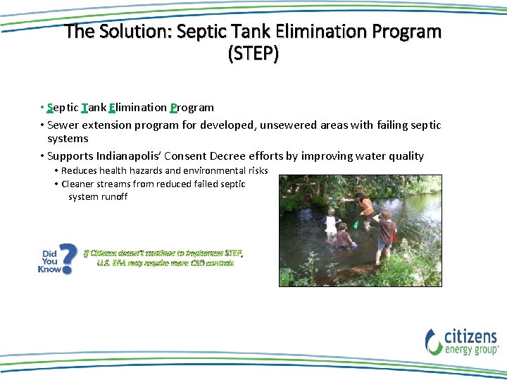 The Solution: Septic Tank Elimination Program (STEP) • Septic Tank Elimination Program • Sewer The Solution: Septic Tank Elimination Program (STEP) • Septic Tank Elimination Program • Sewer