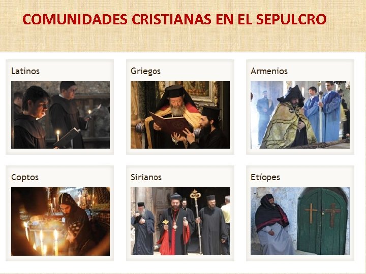 COMUNIDADES CRISTIANAS EN EL SEPULCRO 