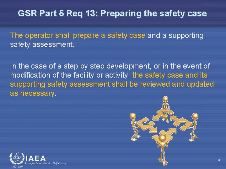 GSR Part 5 Req 13: Preparing the safety case The operator shall prepare a