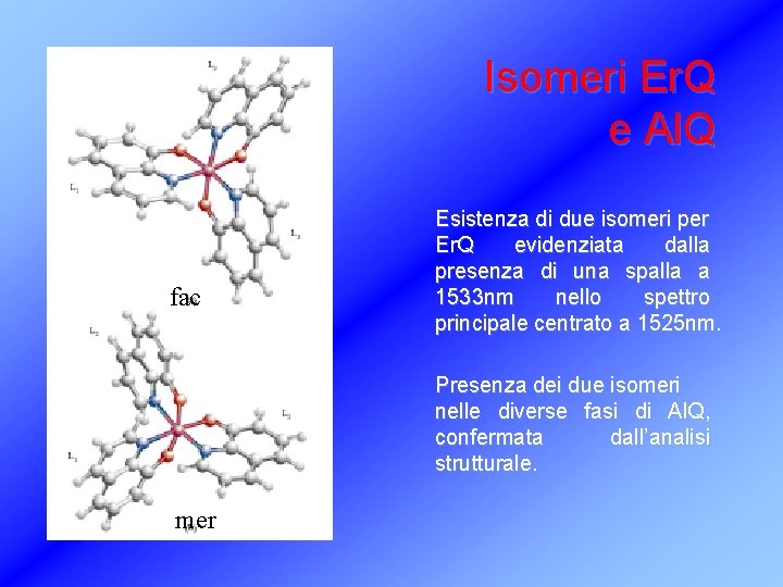 Isomeri Er. Q e Al. Q fac Esistenza di due isomeri per Er. Q