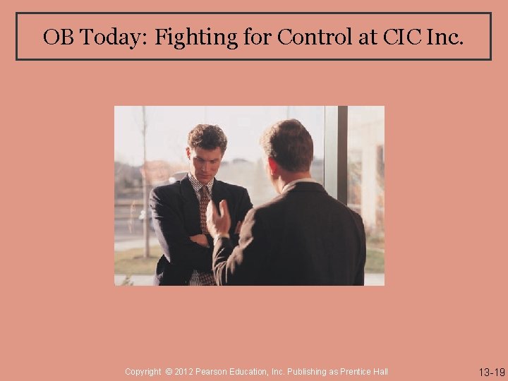 OB Today: Fighting for Control at CIC Inc. Copyright © 2012 Pearson Education, Inc.