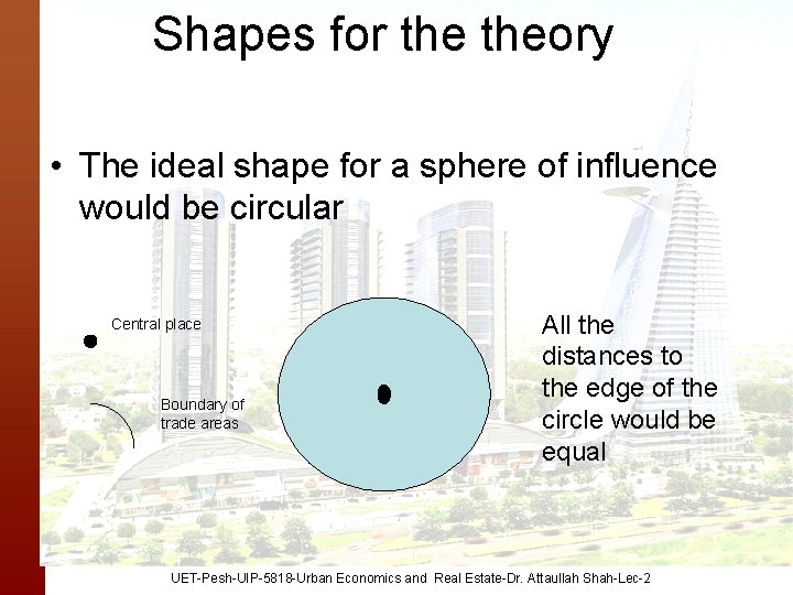 Shapes for theory • The ideal shape for a sphere of influence would be