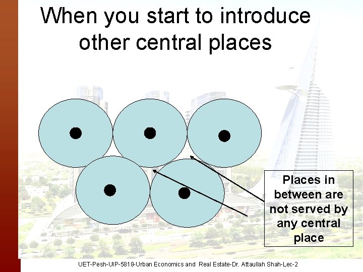 When you start to introduce other central places Places in between are not served