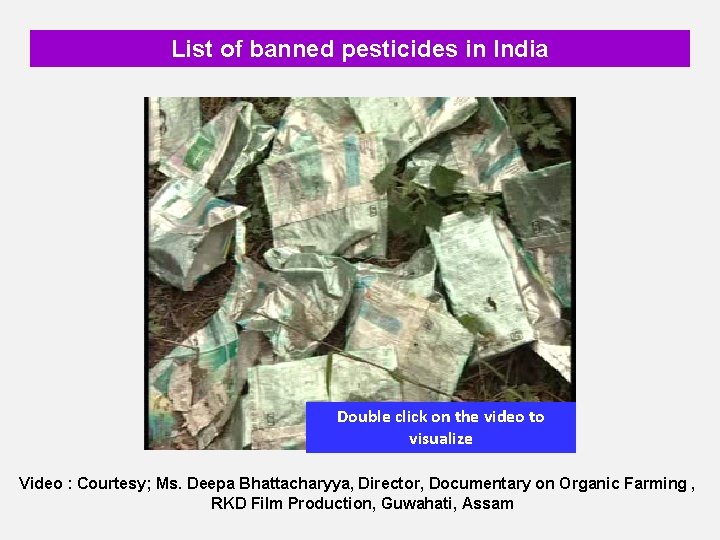 List of banned pesticides in India Double click on the video to visualize Video