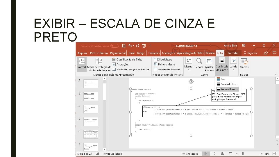 EXIBIR – ESCALA DE CINZA E PRETO 