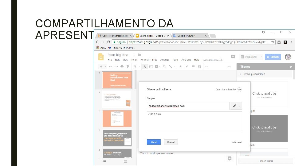 COMPARTILHAMENTO DA APRESENTAÇÃO 