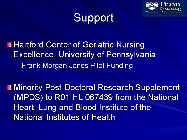 Support Hartford Center of Geriatric Nursing Excellence, University of Pennsylvania – Frank Morgan Jones