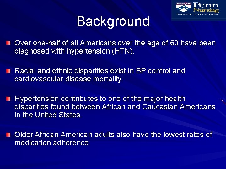 Background Over one-half of all Americans over the age of 60 have been diagnosed