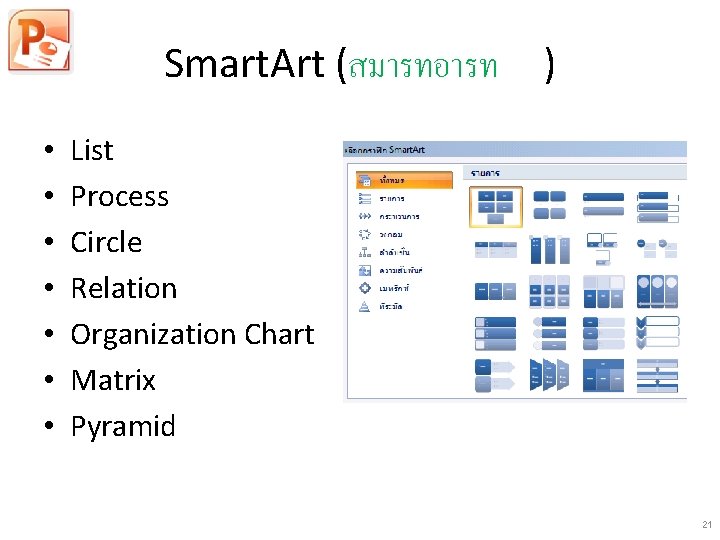 Smart. Art (สมารทอารท • • ) List Process Circle Relation Organization Chart Matrix Pyramid