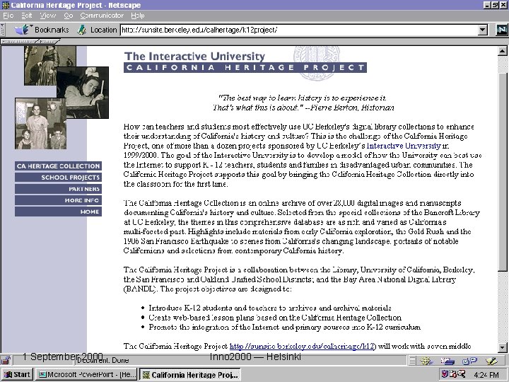 UC Berkeley Teaching Library – CA Heritage Projects 1 September 2000 Inno 2000 —