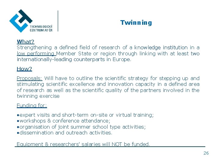 Twinning What? Strengthening a defined field of research of a knowledge institution in a