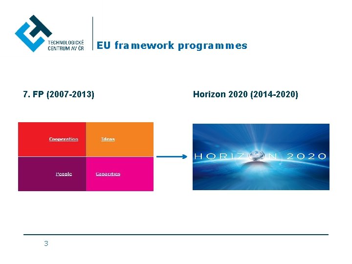 EU framework programmes 7. FP (2007 -2013) 3 Horizon 2020 (2014 -2020) 