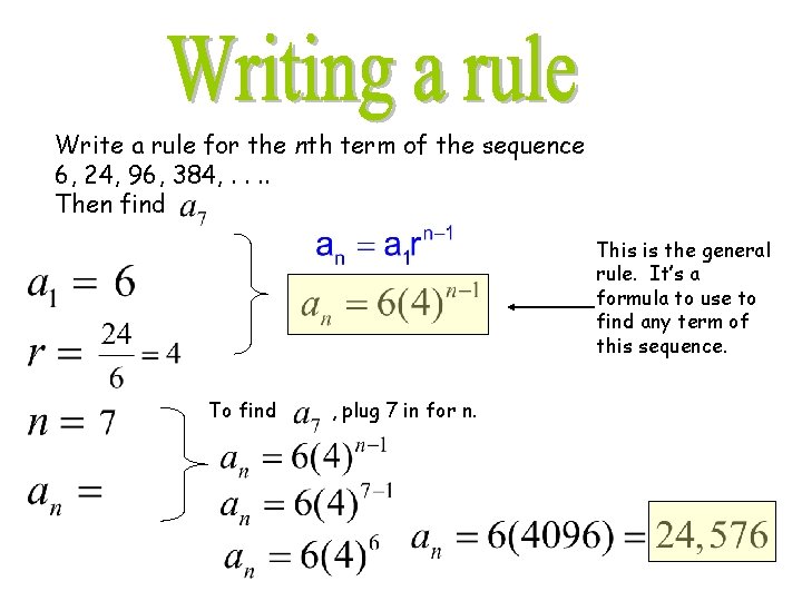 Write a rule for the nth term of the sequence 6, 24, 96, 384,