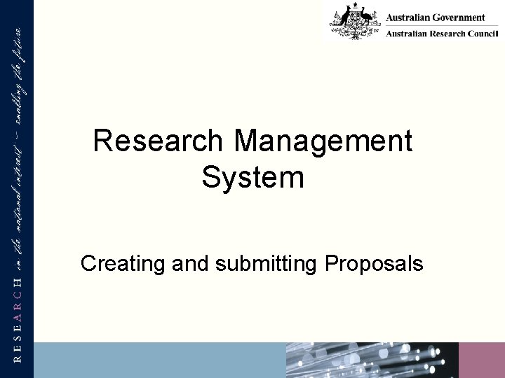 Research Management System Creating and submitting Proposals 