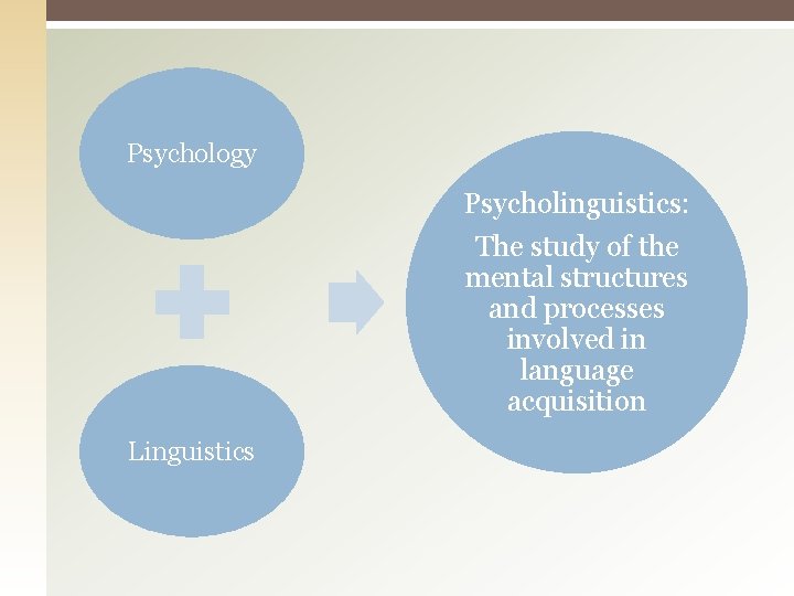 Psychology Psycholinguistics: The study of the mental structures and processes involved in language acquisition