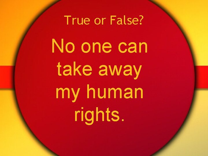 True or False? No one can take away my human rights. 