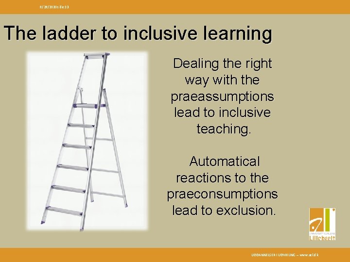 9/29/2020 side 13 The ladder to inclusive learning Dealing the right way with the