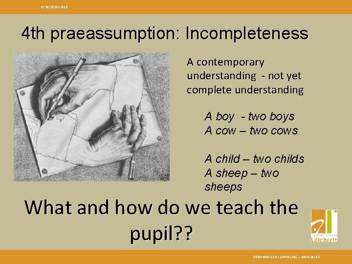 9/29/2020 side 8 4 th praeassumption: Incompleteness A contemporary understanding - not yet complete