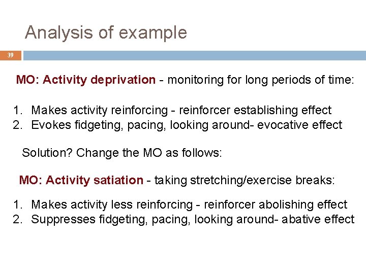 Analysis of example 39 MO: Activity deprivation - monitoring for long periods of time: