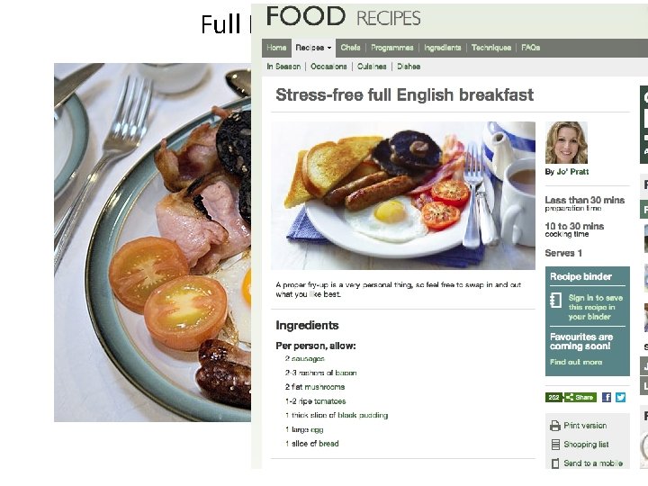 Full English breakfast 1743 – 1794 Full English breakfast 1743 – 1794