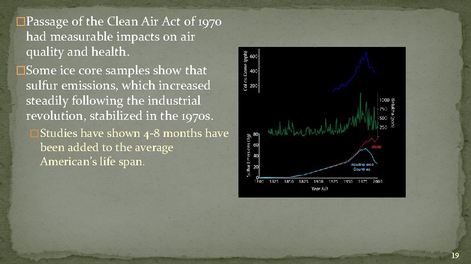 �Passage of the Clean Air Act of 1970 had measurable impacts on air quality