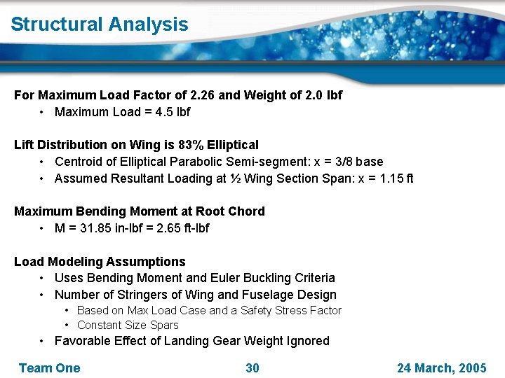 Structural Analysis For Maximum Load Factor of 2. 26 and Weight of 2. 0