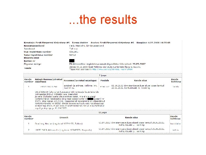. . . the results . . . the results