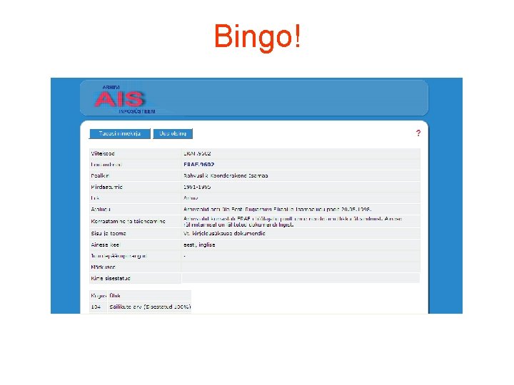 Bingo! Bingo!