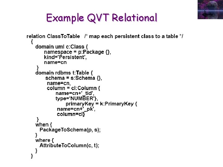 Example QVT Relational 