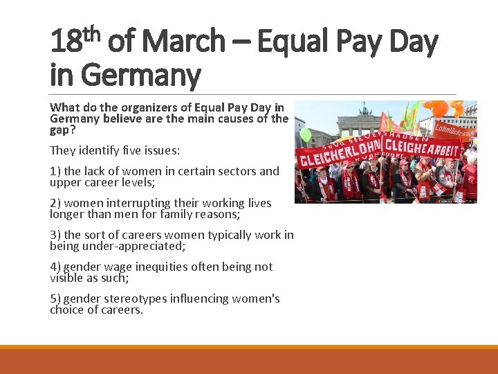 th 18 of March – Equal Pay Day in Germany What do the organizers