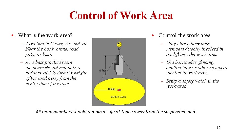 Control of Work Area • What is the work area? • Control the work