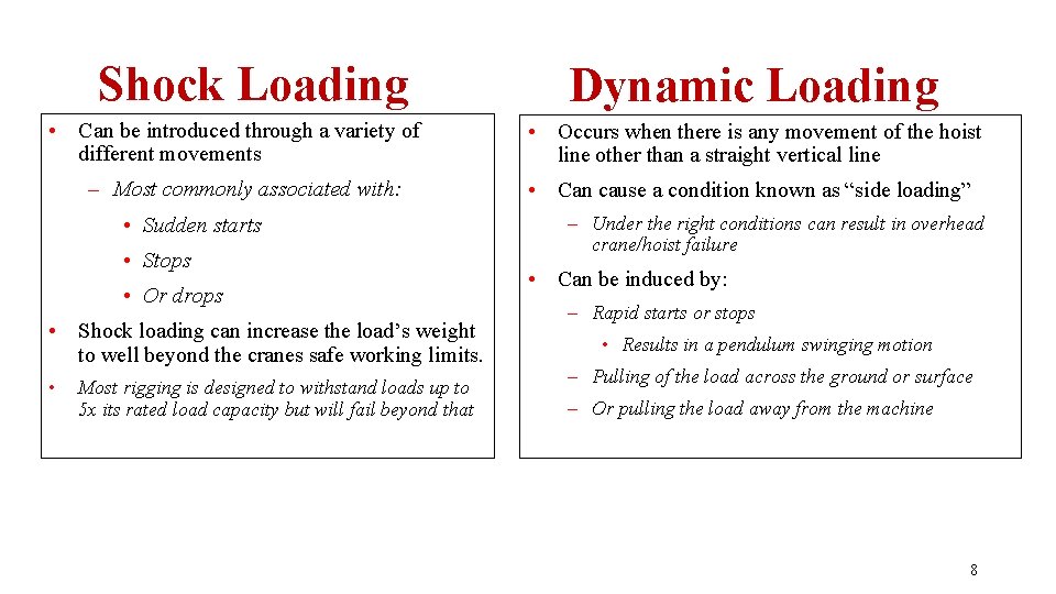 Shock Loading • Can be introduced through a variety of different movements – Most