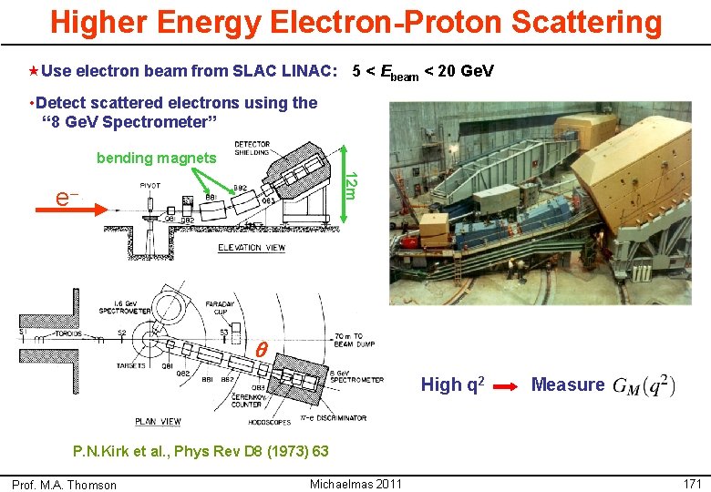 Higher Energy Electron-Proton Scattering «Use electron beam from SLAC LINAC: 5 < Ebeam <