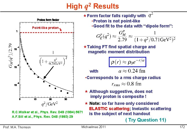 High q 2 Results Point-like proton «Form factor falls rapidly with • Proton is