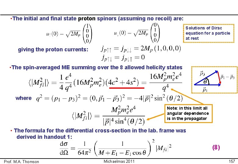  • The initial and final state proton spinors (assuming no recoil) are: Solutions