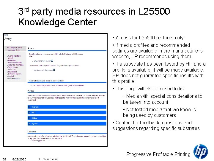 3 rd party media resources in L 25500 Knowledge Center • Access for L