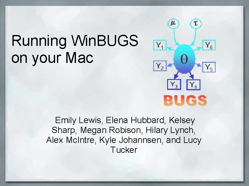 Running Win. BUGS on your Mac Emily Lewis, Elena Hubbard, Kelsey Sharp, Megan Robison,