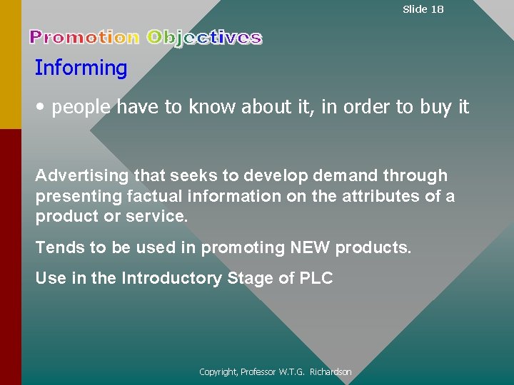 Slide 18 Informing • people have to know about it, in order to buy