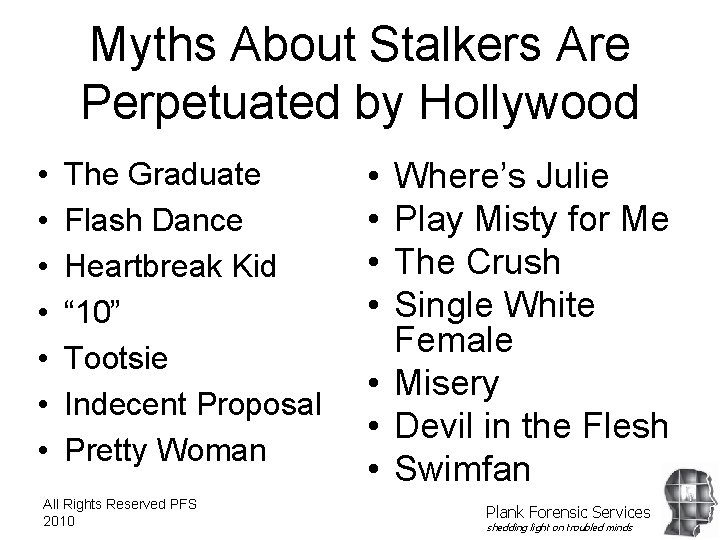 Myths About Stalkers Are Perpetuated by Hollywood • • The Graduate Flash Dance Heartbreak