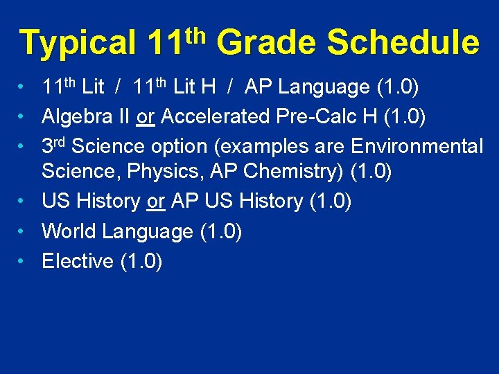 Typical th 11 Grade Schedule • 11 th Lit / 11 th Lit H