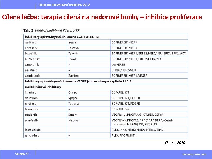 Úvod do molekulární medicíny 8/12 Cílená léčba: terapie cílená na nádorové buňky – inhibice