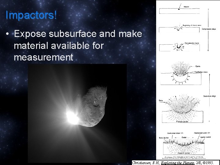 Impactors! • Expose subsurface and make material available for measurement For planning and discussion