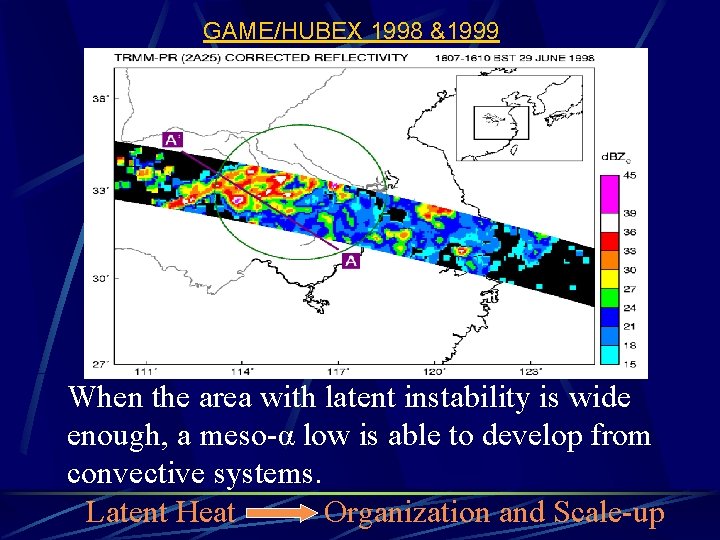 GAME/HUBEX 1998 &1999 When the area with latent instability is wide enough, a meso-α