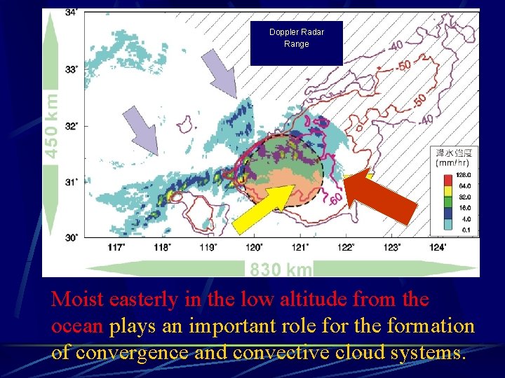 Doppler Radar Range Moist easterly in the low altitude from the ocean plays an Doppler Radar Range Moist easterly in the low altitude from the ocean plays an